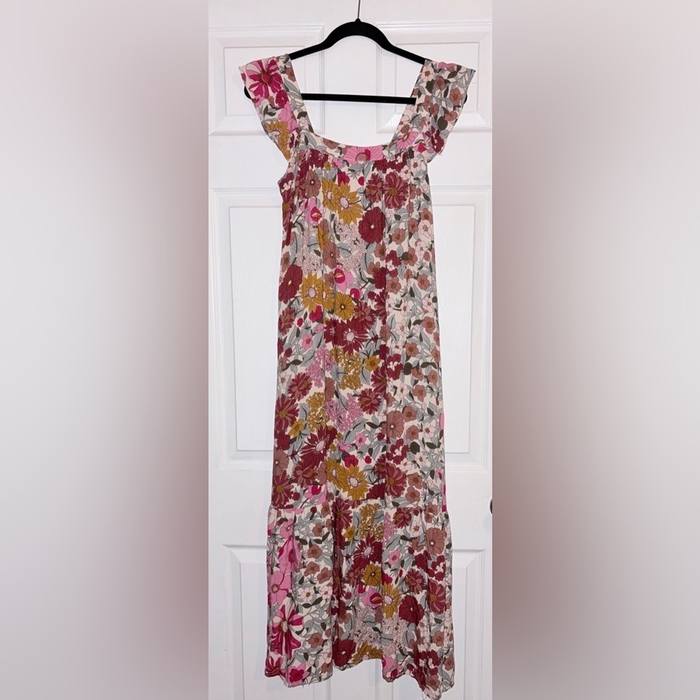 Jodifl Floral Sleeveless Maxi Dress in Red Yellow Flowers Boutique XS - Picture 2 of 5